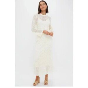 HYACINTH HOUSE Tuckernuck Cream Crochet Knit Amanyara Maxi Dress NEW NWT Medium